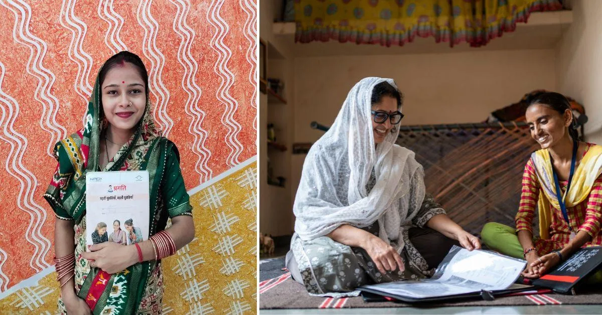 Susheela (L) is one of the beneficiaries of the Pragati program of Educate Girls, which focuses on bringing women and girls who have been cut off from education back into academics 