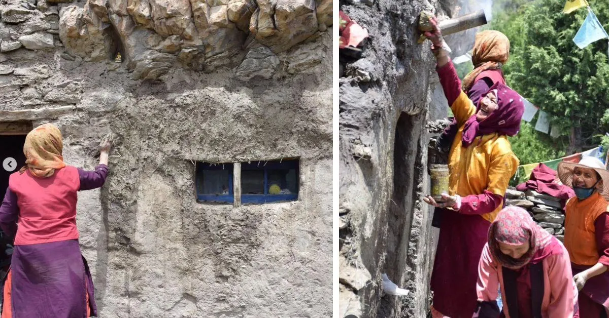 The Zomsa house is made of mud, water, straw, and cow dung