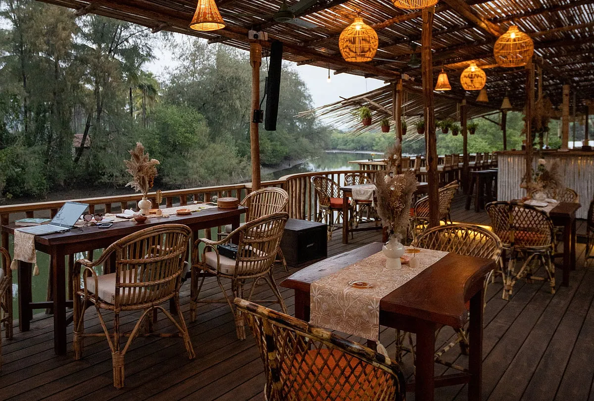 Oh, La LaA boutique bistro-lounge along the backwaters of Siolim, Oh, La La has been designed using locally sourced materials. Surrounded by coconut groves, the wooden verandahs blend seamlessly with the pristine views of the water. The dining cabanas, thatched bamboo-roof bars and string lights create a cheerful ambience. Apart from refreshing signature cocktails and slow-cooked meals, Oh, La La also plans to offer immersive workshops on dance and music for its patrons.Meal for two costs ₹1,500 approx. Signature cocktails are from ₹500. 