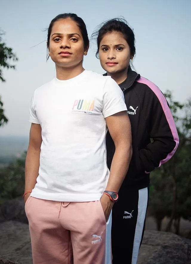 Dutee Chand strikes a pose with her partner Monalisa Image: Manish Singh 
