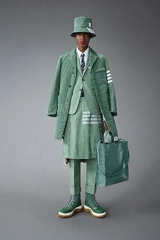 Today's tailoring  comes nowhere close to yesteryear's rigid fits:  Thom Browne, Menswear Pre Fall 22  