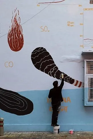 Italian artist Andreco's wall art  was a hybrid between art, science, ecologies and climate action 