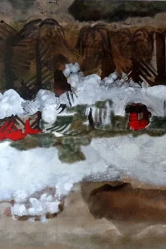 Rekha Hebbar Rao was deeply saddened to see the Varthur lake spew contaminated froth, as seen in her artwork Foam and Froth 