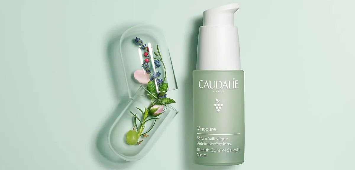  Caudalie is focuses on nature-driven actives, containing 100 per cent natural salicylic acid derived from wintergreen leaves in their acne-care range Vinopure.  