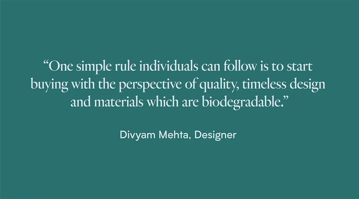 Divyam Mehta is known for his design philosophy which intertwines native crafts with an edgy modernity. For his latest collection, the designer teamed up with AltMat–an alternative material company that transforms agricultural waste into natural fibres and yarns to make clothes. 