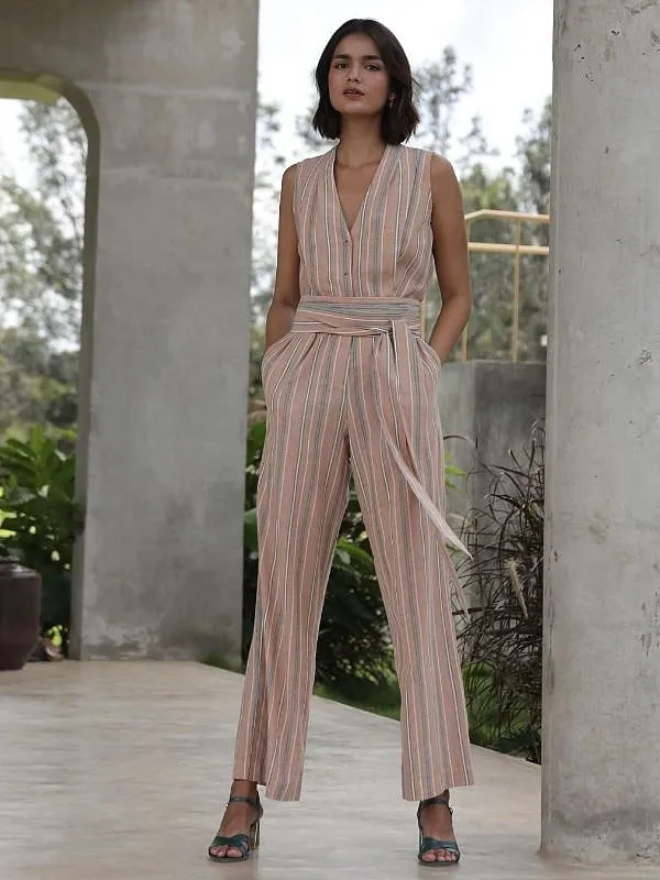 Made from tencel—a plant-derived, man-made fibre that requires less energy and water for production—this jumpsuit by The Summer House is 100 per cent biodegradable 