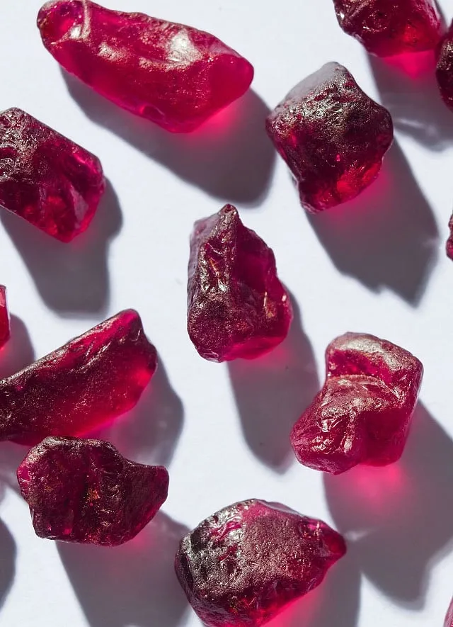  Mozambican rubies in the rough; Image: Gemfields  
