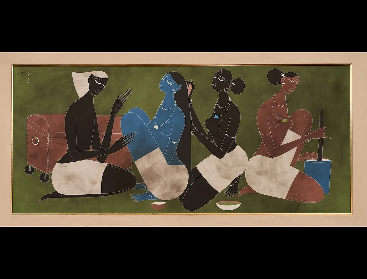 Rasik Raval, Untitled, Acrylic on Board, 20.75 x 48inches, Circa 1950  Ashish Chandra