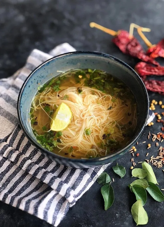 Rasam Noodle Soup by Vidhi Doshi also known as Ramen Haired Girl on Instagram 