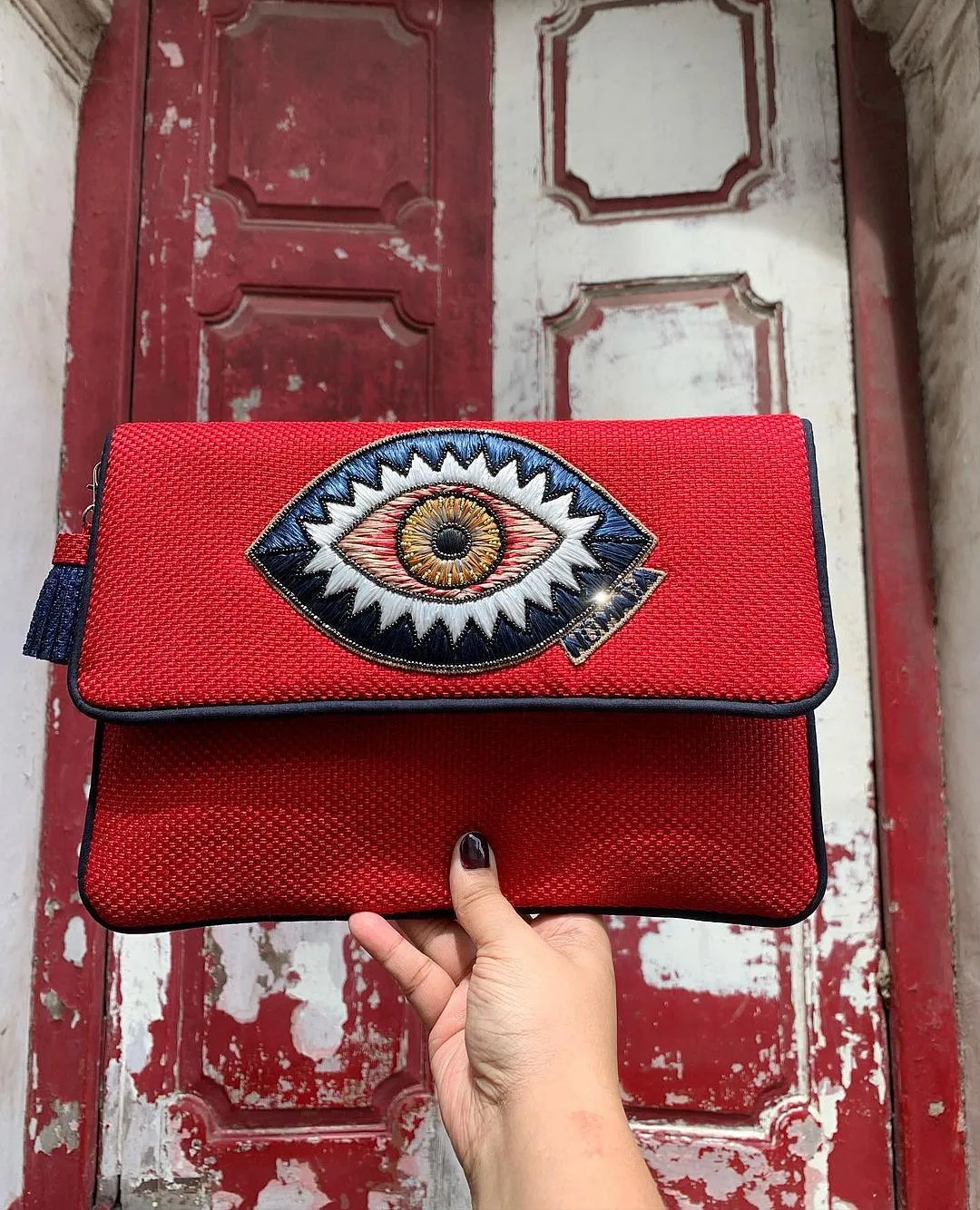 NomadaIf you’re headed to sun-dappled shores, you’ll want to save some space in your suitcase for bags from Mumbai-based accessory brand Nomada, founded by Sanaa Ruia and Divya Batra. Their meticulously hand-embroidered holiday bags, which span clutches, belt bags and large totes, come bearing patterns spanning exotic birds, evil eyes and palm trees. Nomada.in 