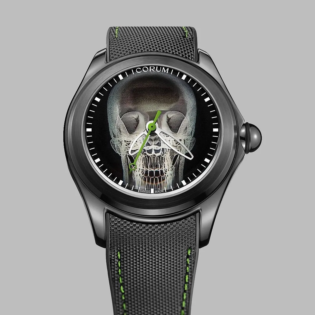 CorumThe brand was all but dead when Severin Wunderman bought it 22 years ago and then turned it around. The quirky designer set about creating the ‘bubble’ watches for which Corum became famous–watches with domes that had huge crystals, magnifying the equally quirky images on the dial, such as flying bats and a skull and crossbones. The X-Ray from Corum typifies Wunderman's playful approach (he passed away in 2008); it has a skull on the dial with a green, glow-in-the-dark coating. If you can lay your hands on one of the 88 examples, consider yourself lucky. 