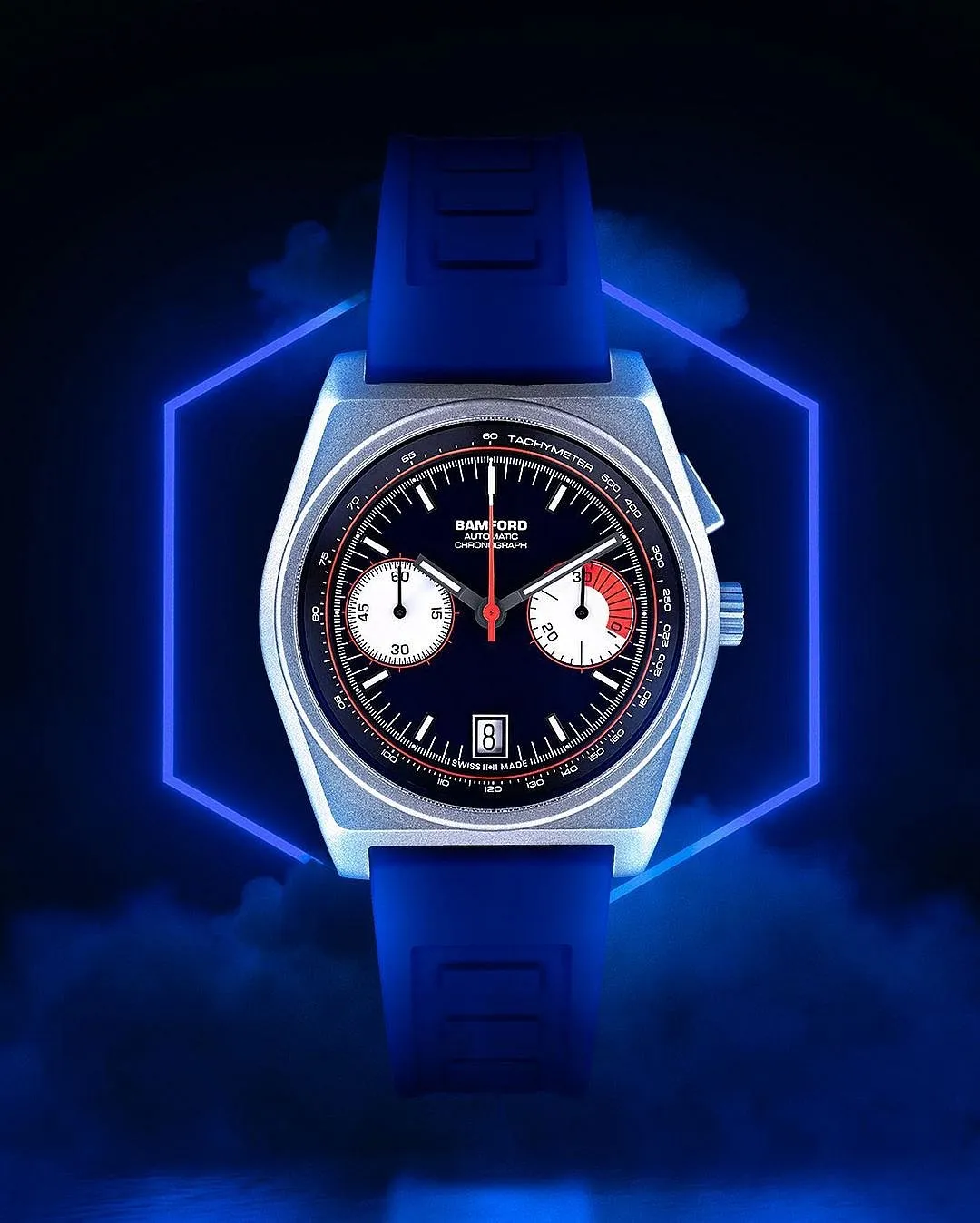 Bamford Watch DepartmentThis intriguing firm specialises in customising watches made by top echelon brands, just in case their owners believe not enough exclusivity is involved. Bamford is also producing its own timepieces, and a particularly eye-catching one is its B347. It has a 41.5mm carbon case, a monopusher chronograph made in Switzerland, a Sellita movement, and is available in blue-and-black or black-and-white models. However, be prepared to hand over much more than a pretty penny for one of these. 