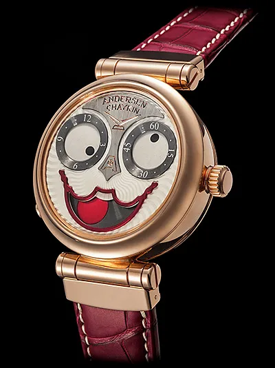 Andersen GenèveIn the late 1960s, a brilliant Danish watchmaker named Svend Andersen did something amazing. He got hold of a bottle and a bunch of watch parts and proceeded to put together a fully working watch inside that bottle. He went on to work for Patek Philippe, and eventually started his own company, becoming famous for some pretty wild watches with complications—many of them erotic in nature. The ‘Automaton Joker’ from the brand has The Joker on the dial, with his bulging eyes indicating hours and minutes, and his mouth containing a moonphase. Turn the watch over and there’s a poker game taking place, with the participants’ hands, eyes, and cards actually moving. If you want to stand right out in a crowd, this is the watch for you. 