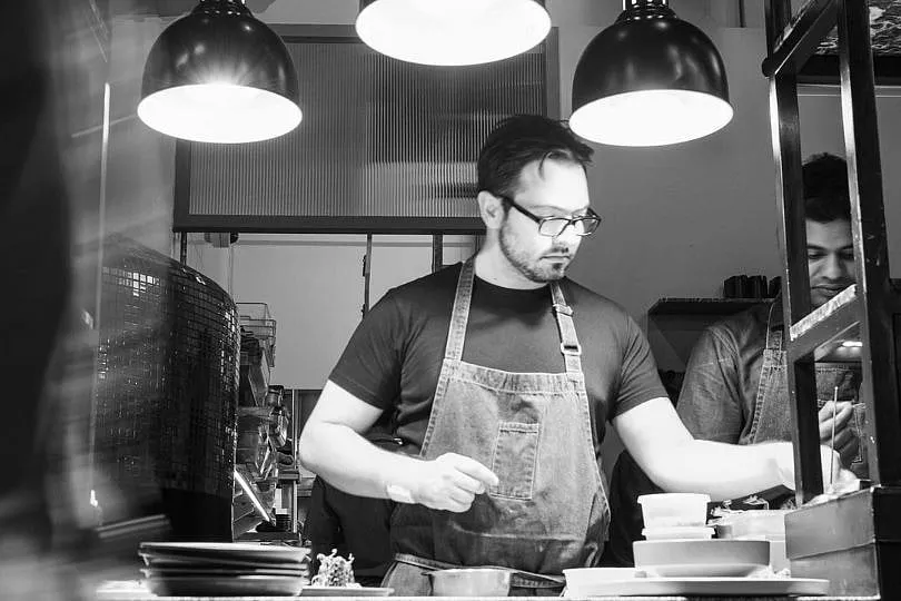 Sanchez's  technique that was once centerstage,  is now consciously concealed, layered in the food he constructs  