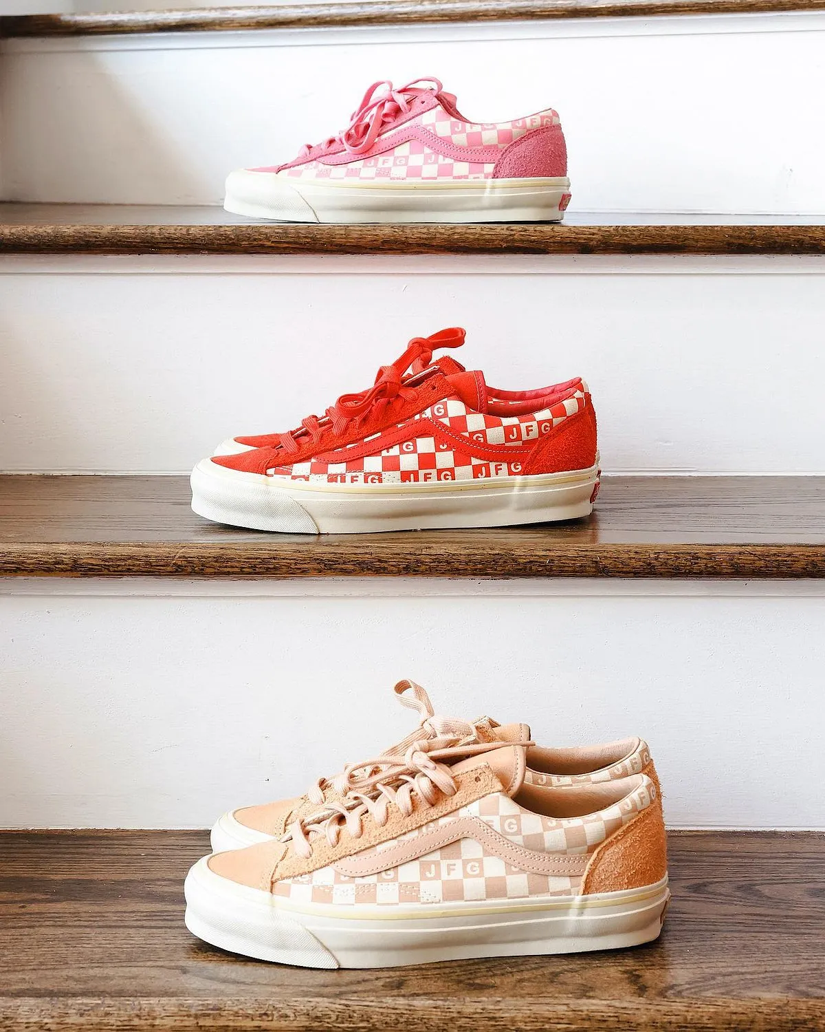 Joe Freshgoods x Vans:Designer and creative director Joe Robinson, who goes by the alias of Joe Freshgoods, has become somewhat of a household name when it comes to sneakers. After collaborating with New Balance and Converse, the Chicago native is checking off another sneaker brand off his list, this time it’s with Vault by Vans. Apart from clothing, the collection—dubbed as The Honeymoon Stage—includes Vans’ Style 36 sneaker reimagined in three colourways: red, khaki and pink in suede overlay, with the letters JFG printed in-between the skateboard brand’s iconic checkered print.Available on: Joefreshgood.com 