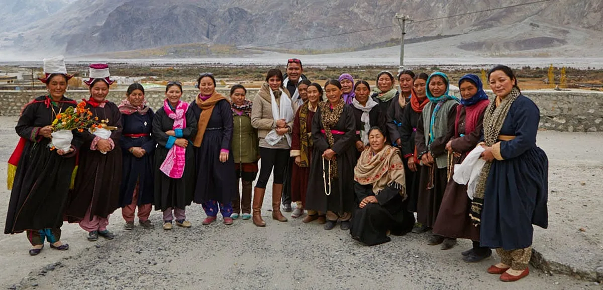 At a sourcing trip in Ladakh, where Jayne works with local women's groups who collect for Pahadi Local  