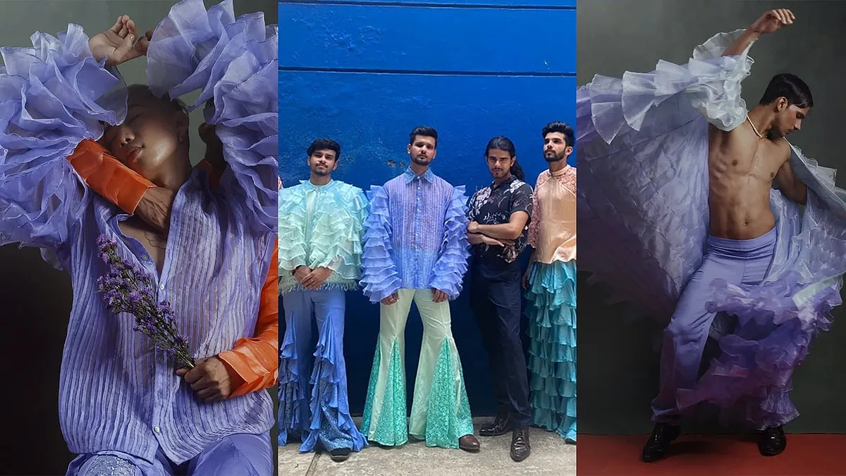 Sanchit Sachan:Although a budding designer from the Nation Institute of Fashion Technology in Kolkata, Mumbai-based Sanchit Sachan’s graduation collection was a big ‘f*** you’ to the perception of masculinity upheld by society. “They said me to ‘be a man'...To that day, I decided, I am f***** gonna change this perception of masculinity,” he wrote in an Instagram post. The collection, named ‘Soft Masculinity,’ is Sachan’s way of rewriting the narrative surrounding masculinity, with ruffled pants and sleeves that almost resemble a blooming flower.Instagram: @isanchitsachan 