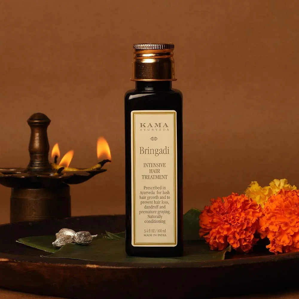 Kama Ayurveda Bringadi Treatment OilShop here₹ 1,295If you’re struggling with hair fall, it makes sense to use an oil that is directed towards what ails you. Bhringraj is the main ingredient in this hair oil. It activates your hair follicles to boost growth, and also aids in tackling dandruff, sensitivity and irritation on the scalp. Organic Indigo extracts help reduce premature greying too, so it serves as a one-two punch. 