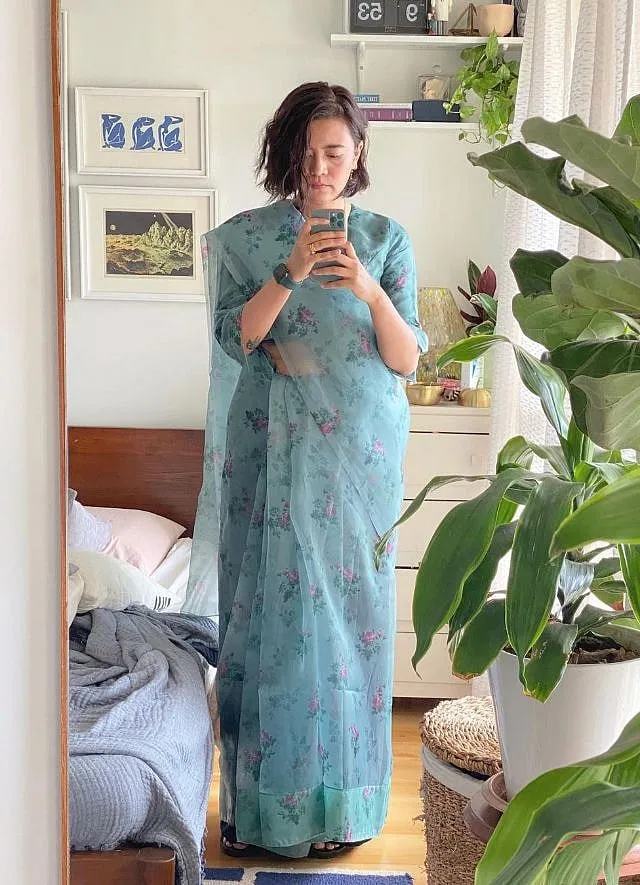 Now based in Mumbai, Daribha Lyndem’s wardrobe has a range of cotton and linen sarees  