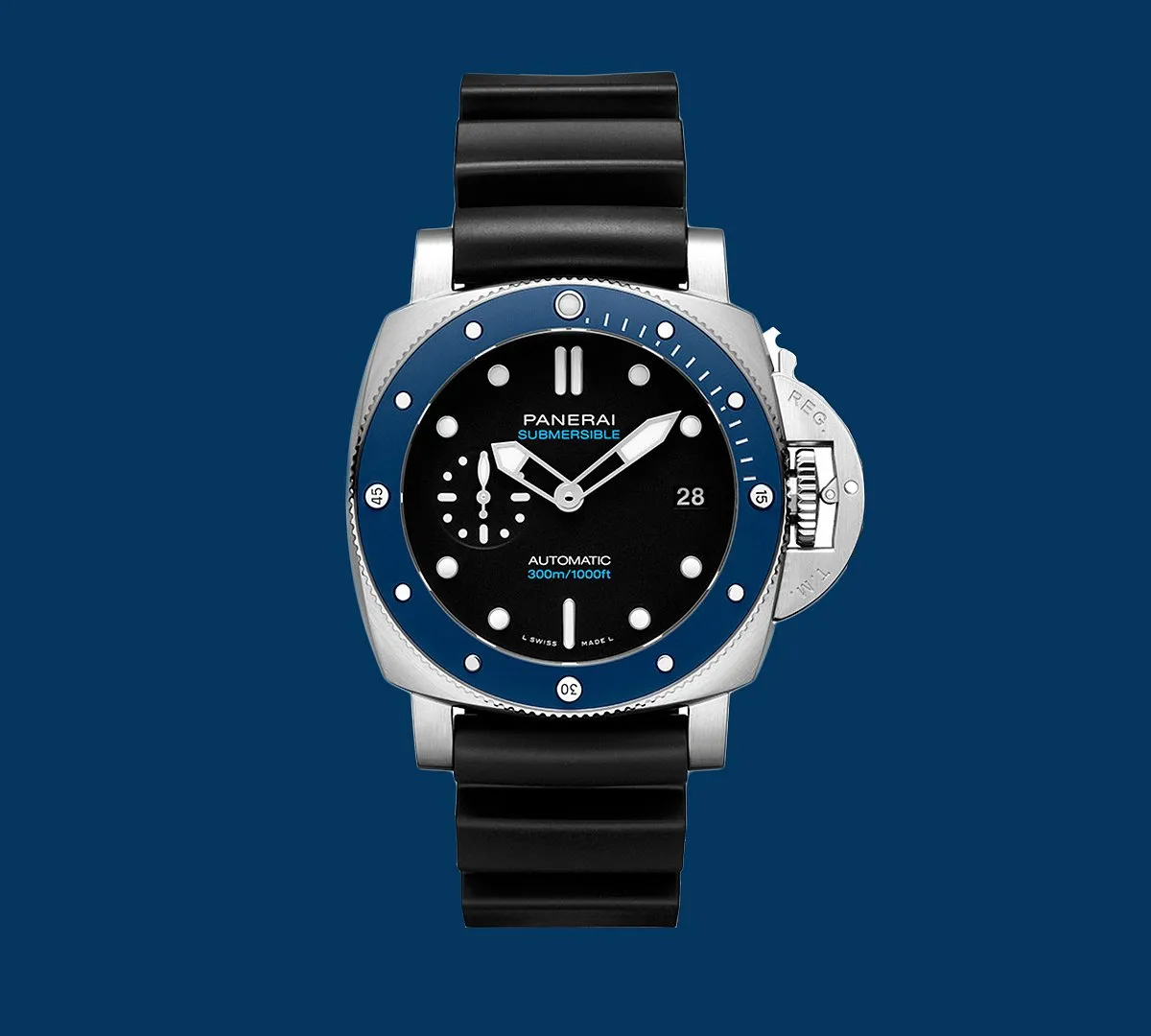 Panerai Luminor Submersible Carbotech: Water-resistant to 300 metresPanerai used to make watches for the Italian navy, so you know you’re getting the highest possible level of quality and accuracy when you buy one. The firm’s watches can be an acquired taste in terms of their design, but this one is seriously cool, with its very stealth, Batman-esque aesthetic. It’s a huge watch at 47 mm, and its Carbotech case is incredibly tough; the blue accents take care of the luminosity side of things. 