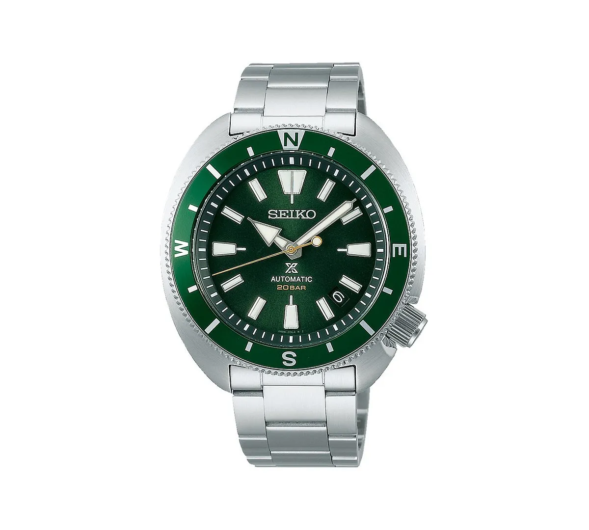 Seiko Prospex SRPH15: Water-resistant to 200 metresThese timepieces are nicknamed ‘Turtle’ because of their shape and are among the most affordable and reliable dive watches you can buy. This particular 42.4 mm model stands out because of its compass-style bezel with its crown at 4.30. It’s a watch that looks good with pretty much any kind of strap, be it leather, rubber, NATO or steel. 