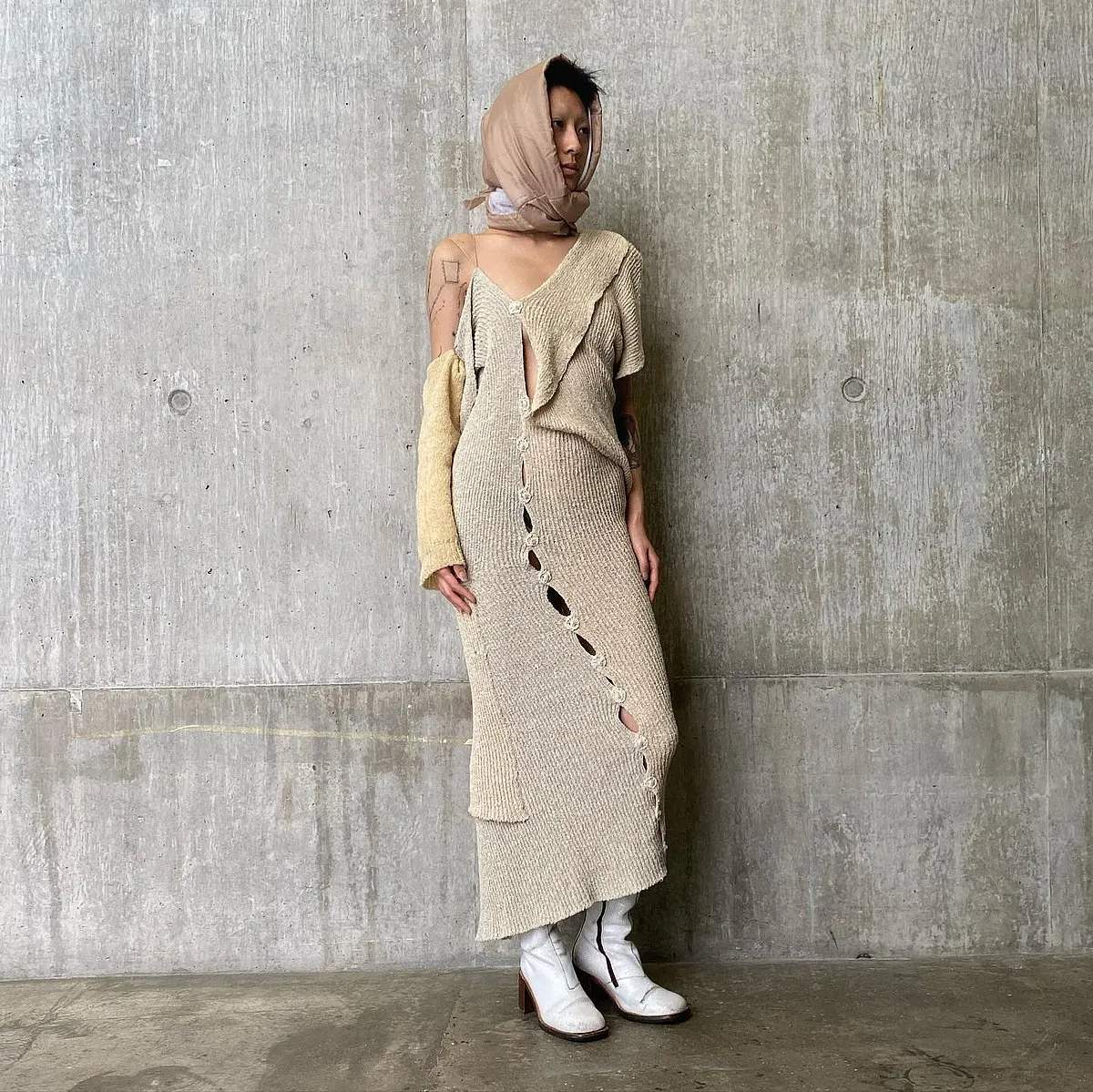 Namita Khade:London-based Namita Khade has a different take on knits—her designers are slinky and sensual with cut-out tops and dresses, often knitted with bouclé yarns and Italian linen. Her body-flattering ‘freshwater pearl dress,’ which is hand-knitted, hand-sewn and upcycled using Italian linen and cotton crepe dead-stock yarn, took over eight hours to make by hand and even found a fan in Kim Kardashian. Her ‘knicker dress,’ on the other hand, was created by hand using zero electricity. The Central Saint Martins student, although born in the United Kingdom, finds herself deeply rooted to India with her made-to-order approach to fashion in a field that is largely populated by mass-produced consumerism.Instagram: @namita.khade 