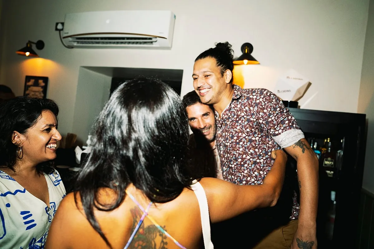 Megha Mahindru, Christophe Perris and Acquin Pais.  Image: Tuhin Chandra 