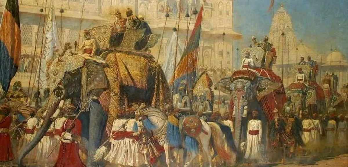 The Jaipur Procession—a Company-era oil-on-canvas by Russian painter Vasily Vereshchagin— touted as the world’s second-largest oil painting took a team of three conservators at the Victoria Memorial Hall about six months to restore and ready for public display. Image: Victoria Memorial Hall 