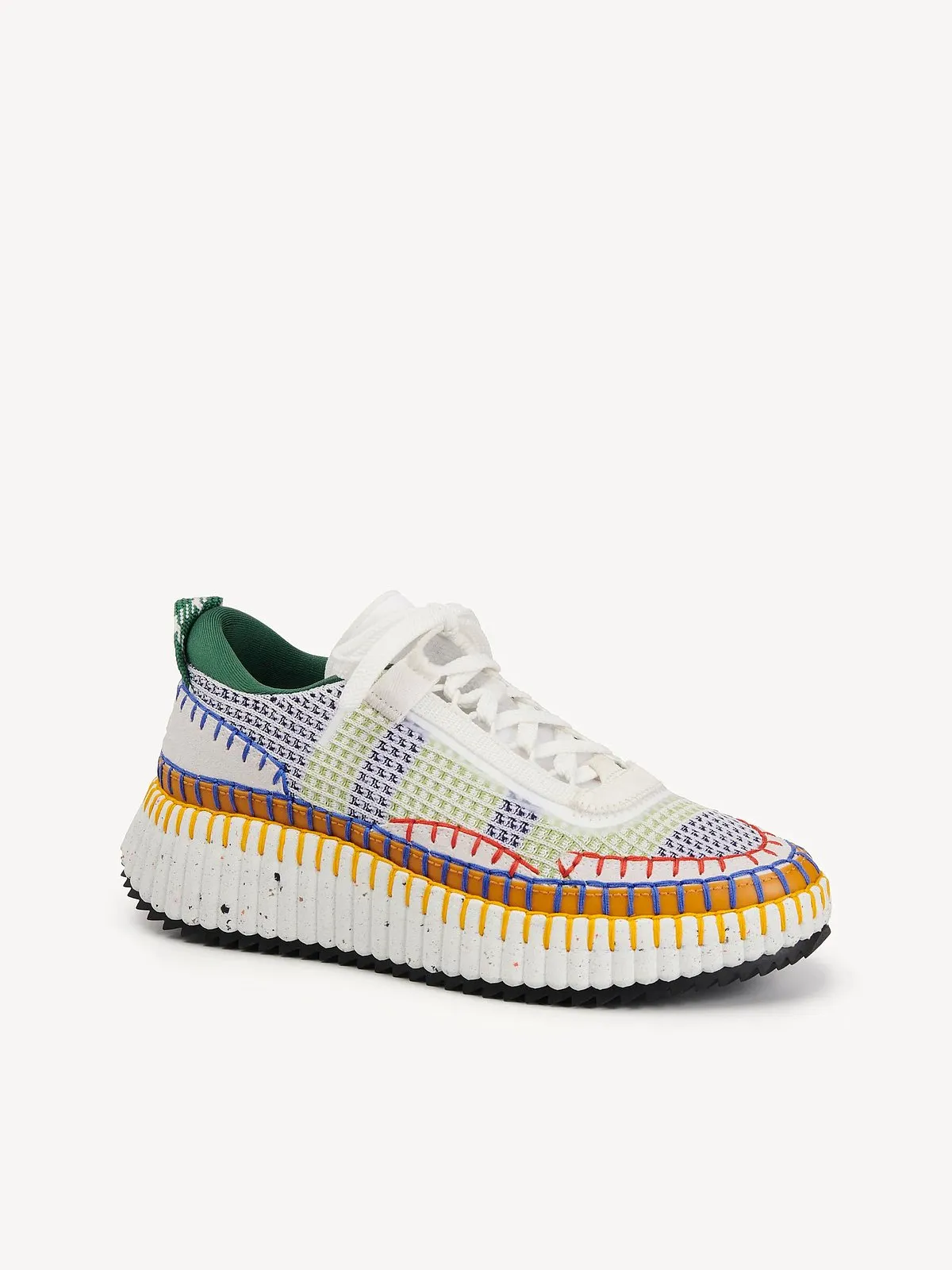 Chloé Nama:The French label’s Nama sneakers emphasise the brand’s creative director Gabriela Hearst’s vision to reduce environmental impact by committing to sustainability. Set on a contrasting, ridged sole, the unisex sneakers comprise a mix of materials, with 40 per cent of them being made and handstitched using recycled debris and Leather Working Group-certified suede accents. The soles of the footwear, too, are assembled using water-based glue, which uses fewer chemicals than the solvent-based glue used for sneakers. The platform sneakers may look chunky but claim to be lightweight and are available in multiple colours.Where to buy: Chloe.com 