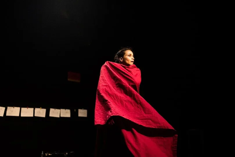 Red Dress Wali Ladki-Reflections of Time by artist Diya Naidu, curated by Mayuri Upadhya at the Serendipity Arts Festival 2019. Image: Festival. 