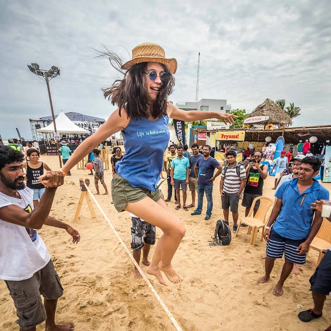 The recent emergence of festivals and gatherings plays a huge role in developing the bond as well as the skills of the various athletes in the community. Image: Moving Images,  Slacklife Inc 