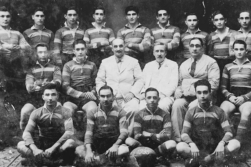 The oldest surviving photograph of the Armenian College and Philanthropic Academy rugby team, 1936.  Image: The Armenian College and Philanthropic Academy 