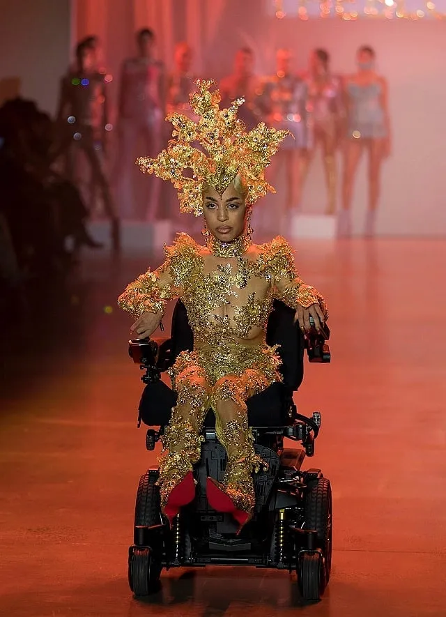 Jillian Mercado on the runway for David Blond 