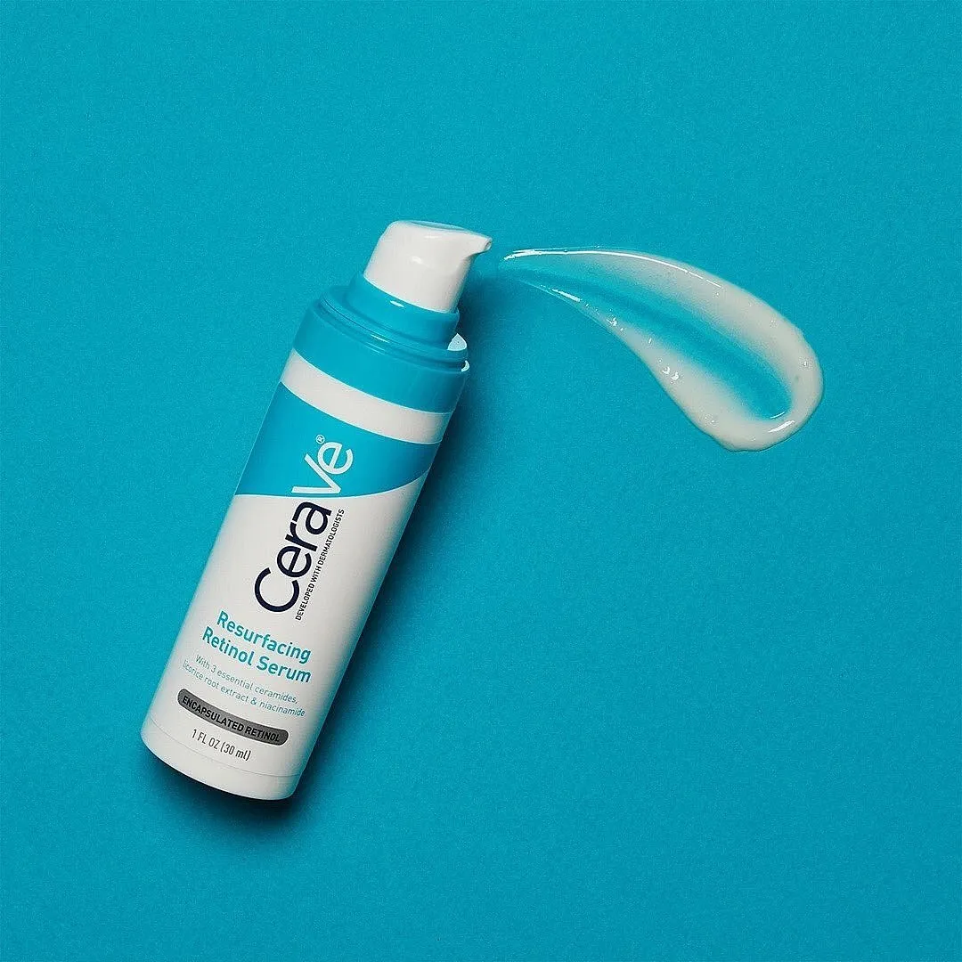 Resurfacing Retinol Serum, CeraVeThis serum from CeraVe resurfaces the skin, heals marks and post-inflammatory pigmentation and smoothens the texture. It is enriched with ceramides and niacinamide, and thanks to CeraVe’s MVE (Multivesicular Emulsion) technology, the encapsulated ingredients reach the deepest layers of your skin to protect your barrier. It helps that this well-researched formula also contains licorice root extract and hyaluronic acid that boost the overall benefits.Priced at ₹ 1,990Shop here 
