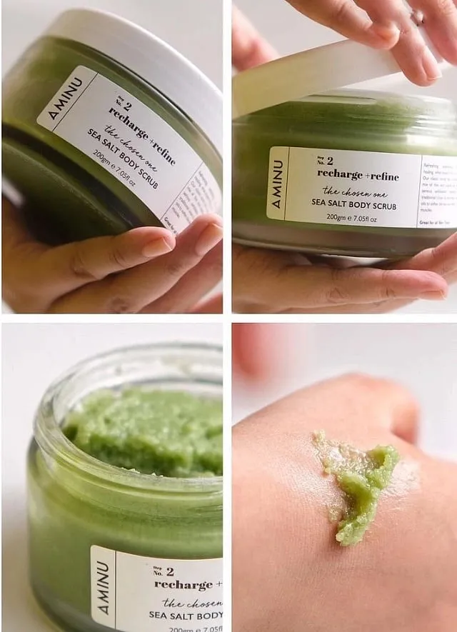 Aminu's Sea Salt Body Scrub nourishes, exfoliates and rejuvenates with a combination of botanical oils and sea salt 