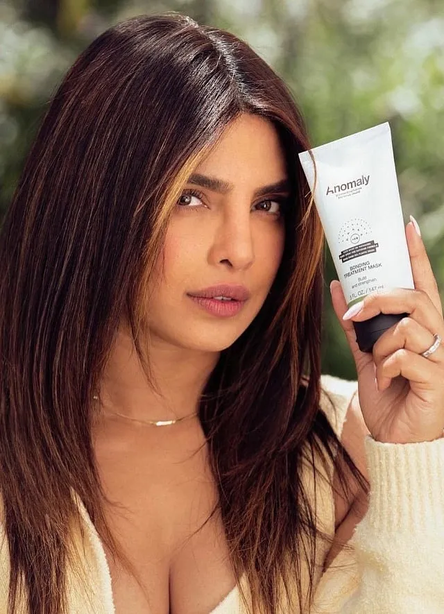 Priyanka Chopra Jonas seen with her hair care brand Anomaly's bestselling Bonding Treatment Mask that boasts a high-performing formula at a reasonable price. Image: Instagram.com/priyankachopra 