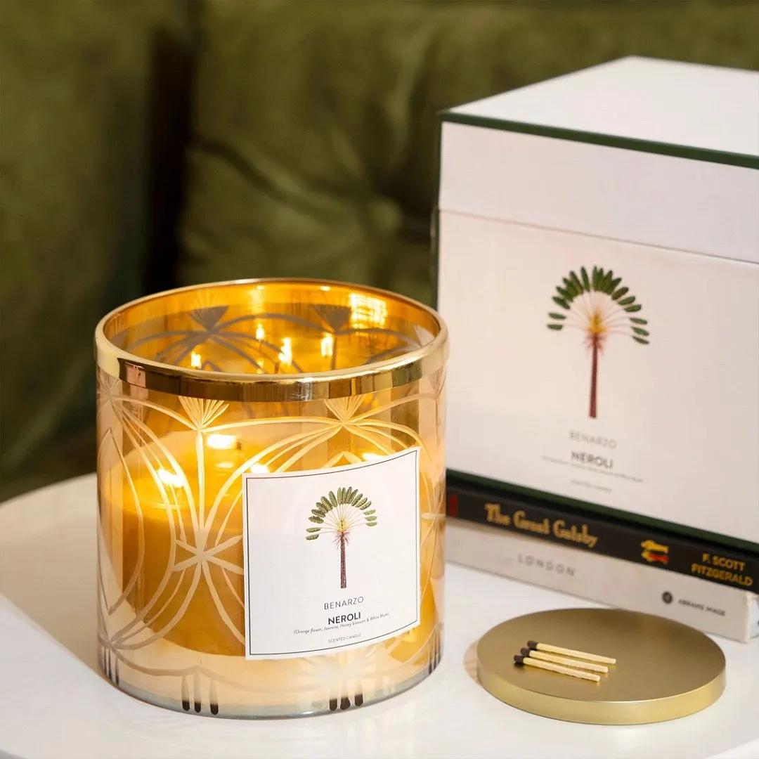 Benarzo Luxury Candle Neroli, The Fragrance PeopleThe clean and rejuvenating fragrance of this candle bottles the benefits of aromatherapy. It is supercharged with essential oils like neroli oil, orange, honey, white musk and jasmine that accelerate the production of the feel-good hormone, serotonin and curtail the release of the stress hormone, cortisol. The hand-etched glass packaging is another reason why you ought to consider it. Image: www.thefragrancepeople.com 
