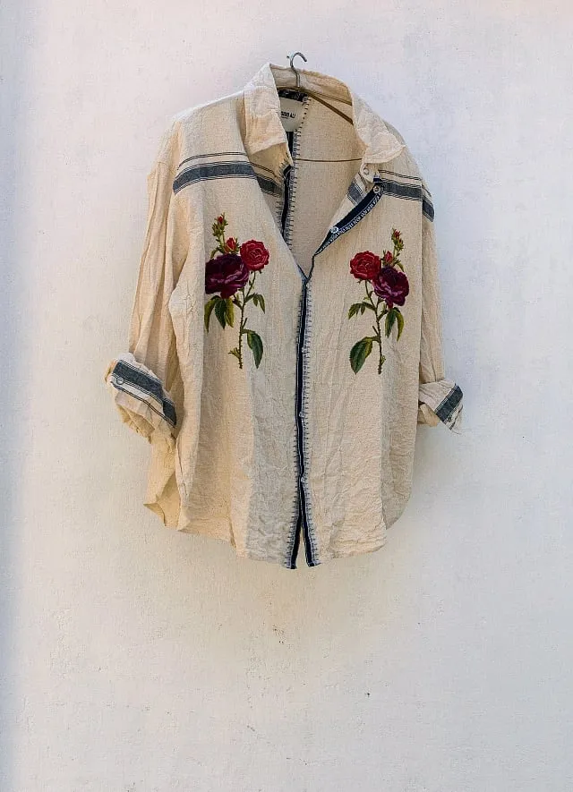 Visitors can expect to find a carefully curated collection of artisanal garments and accessories.  There are exclusive pieces crafted by noteworthy names from the industry too, like this 'rose shirt' by Naushad Ali 