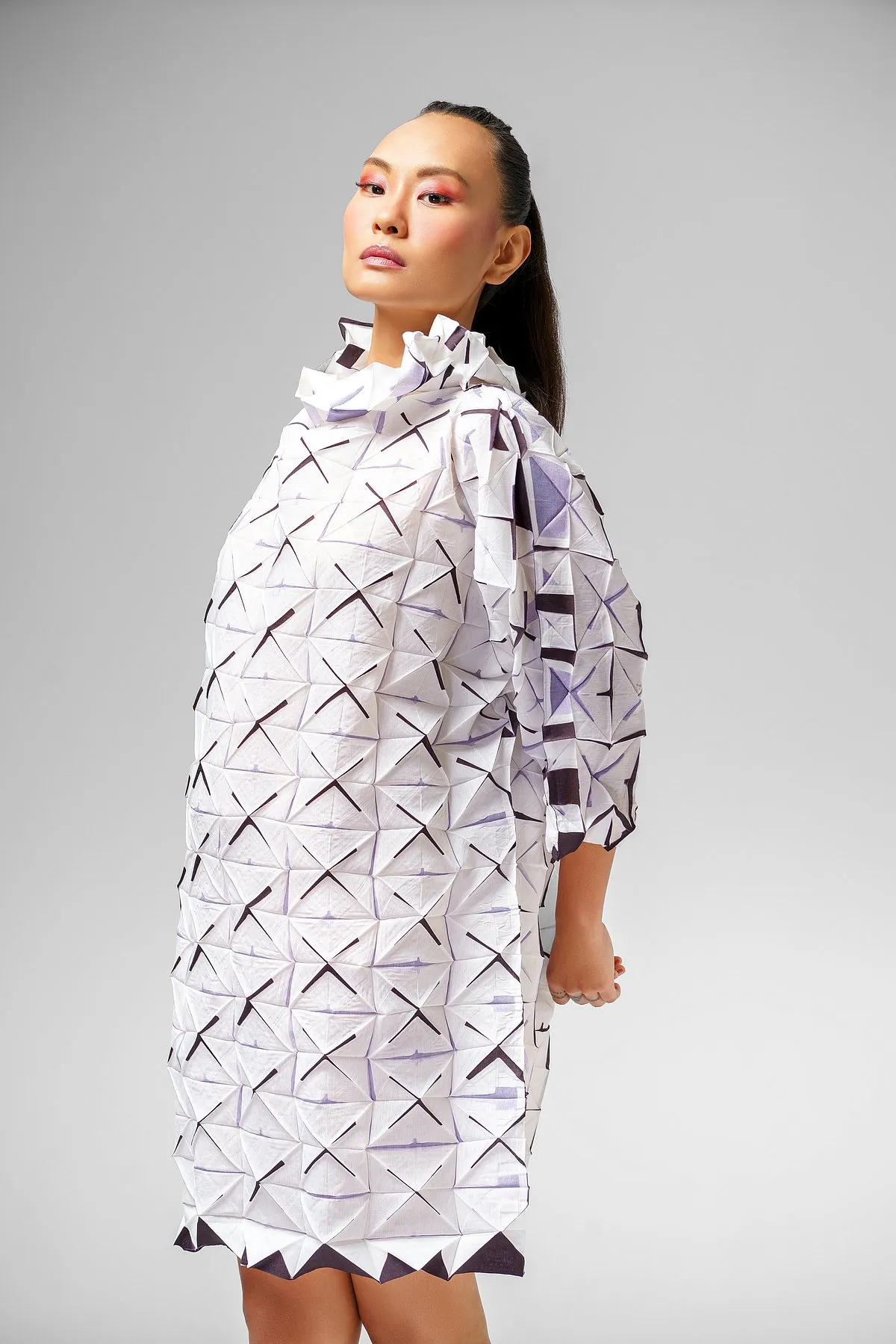 The ‘132.5’ line transforms the cloth from a 3D surface to 2D with recycled polyester fabric. Image: Vikram Bawa 