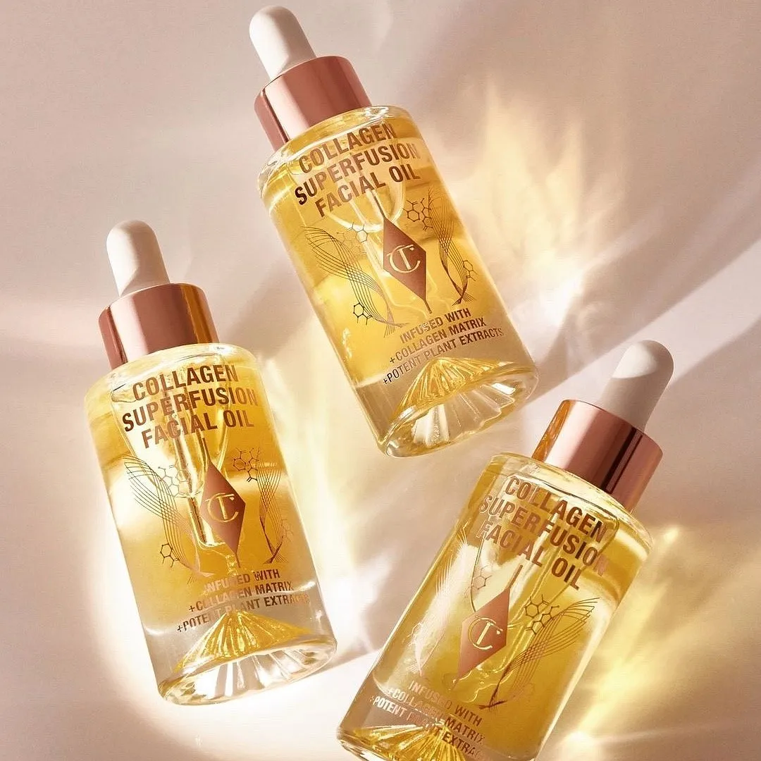 Collagen Superfusion Face Oil, Charlotte Tilbury This indulgent, glow-intensifying face oil harnesses the power of solid botanical oils like avocado and olive oil as well as essential oils like evening primrose and lavender to deliver results that go beyond being just skin-deep. Additionally, the formulation features hydrolyzed collagen (collagen broken down into smaller particles for easier absorption) to speed up the collagen renewal process. To sew it up, it’s a vitamin- and fatty acid-rich oil that can do wonders upon regular use.Priced at ₹7,050Shop here 