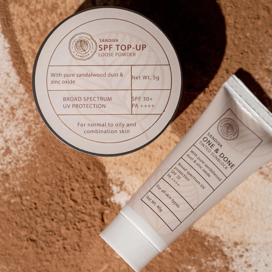 SPF Top-up Loose Powder, SandivaAre you casting around for a loose powder that goes the extra mile while shielding your skin from harmful UV rays? You might want to give this sandalwood-infused powder from homegrown brand Sandiva a shot. The powder, which comes in four different shades to cater to Indian skin tones, is double-duty, given that it offers a dash of coverage as well as a decent broad spectrum protection with SPF 30. Besides mattifying your make-up, it can also act as a great substitute for your everyday compact powder.Priced at ₹500Shop here 