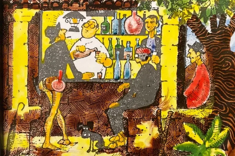 A Goan tavern scene, by cartoonist Mario Miranda 