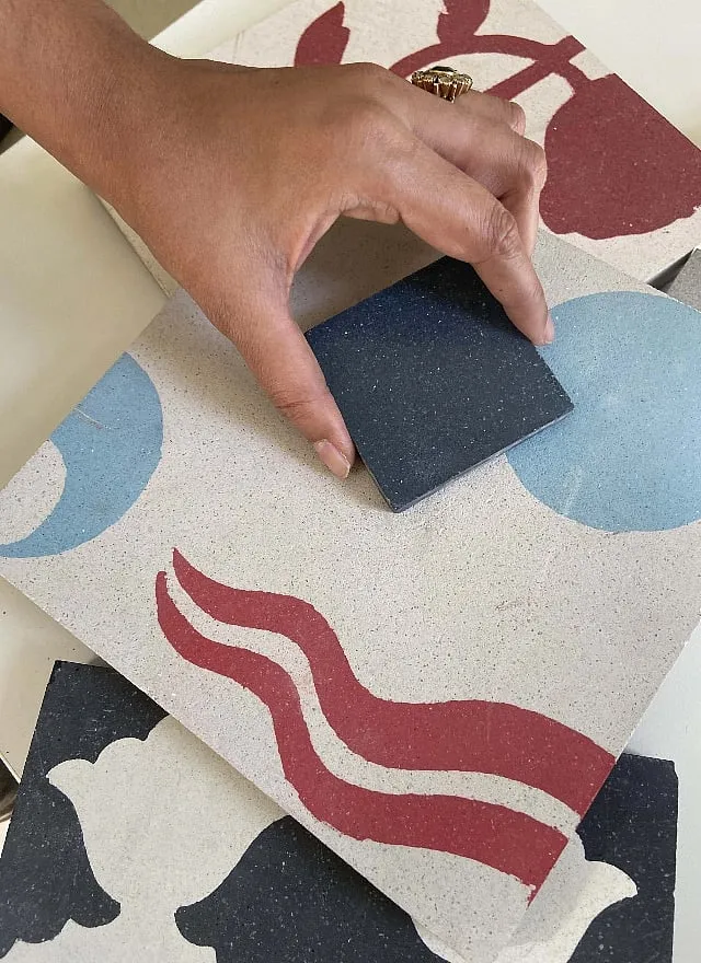 Rajaram’s collection is designed to be incisive: you could replace a few tiles on an existing monochromatic spread with a couple of eye-catching cypresses or poppies, and they’d blend in perfectly 