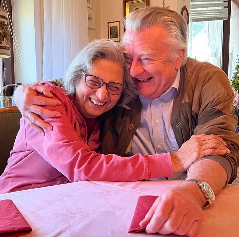 Ma Anand Sheela with her partner, Otmar Wachenheim. Image: Ma Anand Sheela 