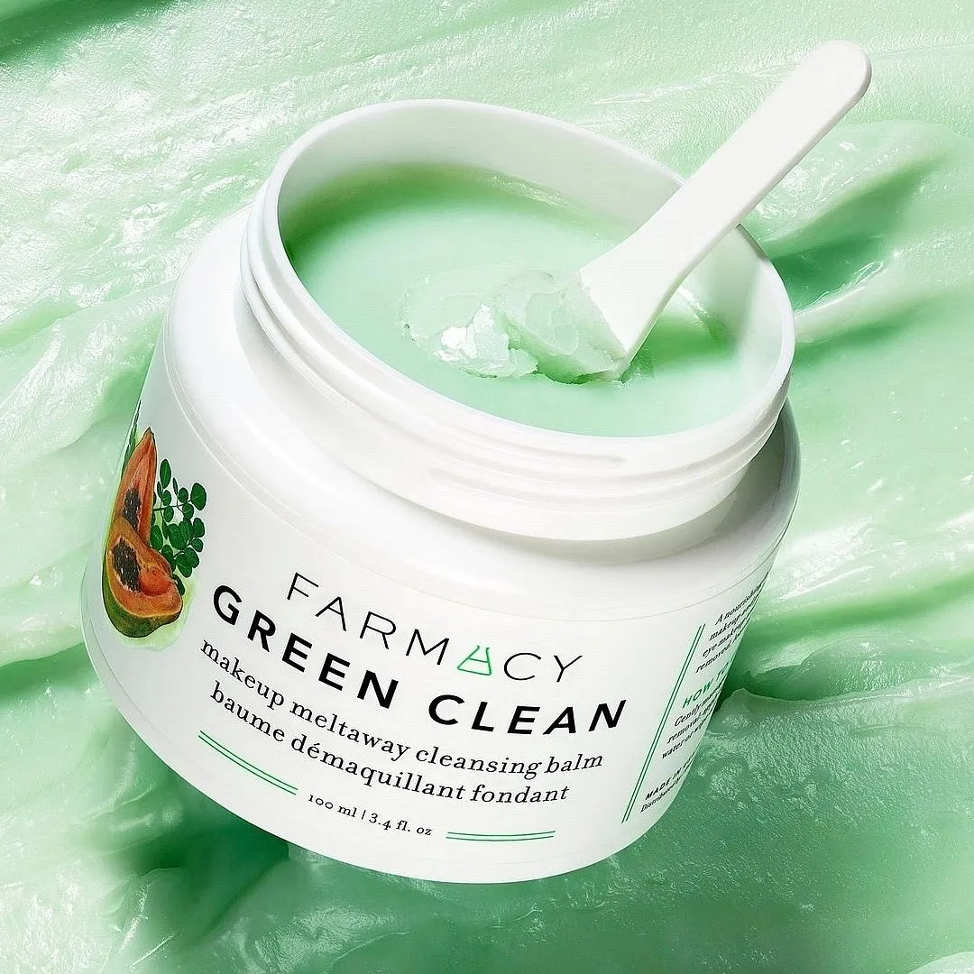 Green Clean Makeup Meltaway Cleansing Balm, FarmacyPackaged in a 100 per cent recyclable jar, this product contains sunflower oil, ginger root oil, turmeric, moringa extract and papaya enzymes that slough away the most stubborn make-up and sunscreen and provide gentle exfoliation for fail-proof cleansing. Besides the key ingredients, it is enriched with a bunch of other botanical oils that help break down the make-up instantaneously. It doesn’t leave the skin dry at all, instead refreshes the skin with the revitalising fragrance coming from bergamot, lemon and orange essential oils. Prices start at ₹ 2,400Shop hereImage: Instagram.com/farmacybeauty 