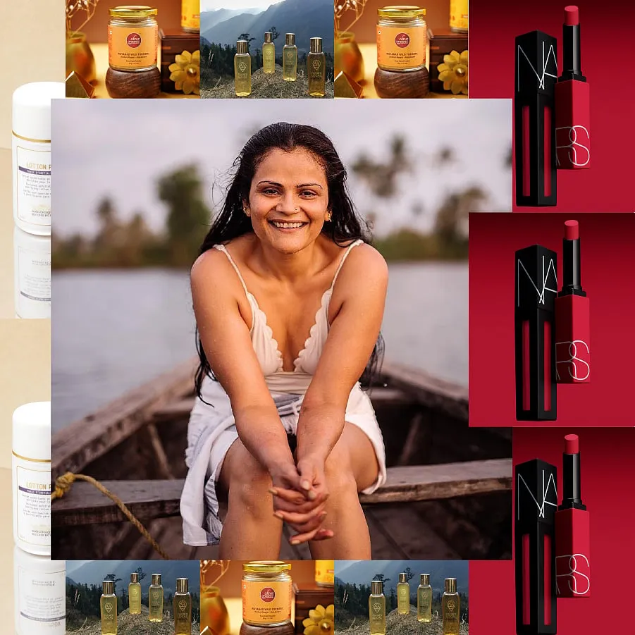 Vasudha Rai, Beauty Editor & Author1. Biologique Recherche Lotion P50: I use the P50 V version since my skin is dry now. Whenever I am going through a purge or a phase of dullness, I just turn to this product and it fixes my skin right away. It may be strong for some people, but it suits me perfectly. I don’t use it as often as recommended (which is AM and PM); I only use it morning and night till my skin and pores clear up and then I just use it thrice a week. 2. Powermatte Lip Pigment, NARS: I love this lipstick in the shade ‘Light my Fire’; it’s like the true fire engine red. Whenever I wear it, I always get compliments. The texture is very light—not like one of those liquid lipstick that flakes off—and it lasts. It’s *the* most beautiful shade.3. Kagzi Badam Oil, Pahadi Local: For my hair, I really like this oil. There are other almond oils in the market that tend to smell a little bit funky; however, this one smells like proper badam oil. I enjoy it because I can use it on my hair, on my belly button (for Nabhi Chikitsa), on my body and even on my face (when I go to a sauna). It also works very beautifully with other oils (think castor and moringa oil) when I want to prepare my concoction.4. Kasturi Manjal, Clave Organics India: For my face, I love this organic Kasturi Manjal. I use it in many different ways depending on the season. Sometimes, I add mulethi powder to it for a depigmenting effect; for a cooling effect, I add white sandalwood; for general rejuvenation, I add red sandalwood to it; if I want to prepare a proper face ubtan, I add rose powder, orange peel and red sandalwood. Just like almond oil is a good base oil for me, Kasturi Manjal is a good base for a mask.Images: Instagram.com/vasudharai, Instagram.com/narsissist, Instagram.com/clave.organic.india, Instagram.com/pahadilocal, Instagram.com/biologique_recherche 