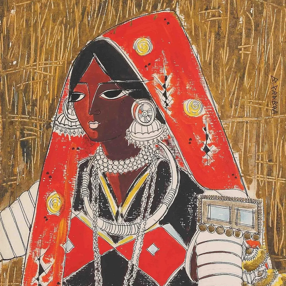 One of the three paintings in the Maharaja collection by the iconic B Prabha depicting women of different ethnicities. Image: NGMA 