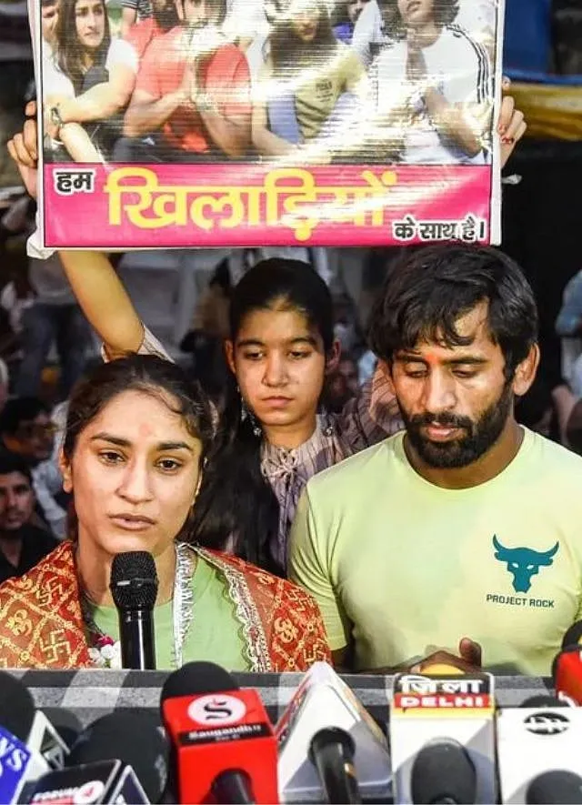 Vinesh Phogat is among a group of India's most accomplished wrestlers who have been protesting against sexual harassment. Image: @sangeetaphogat57 