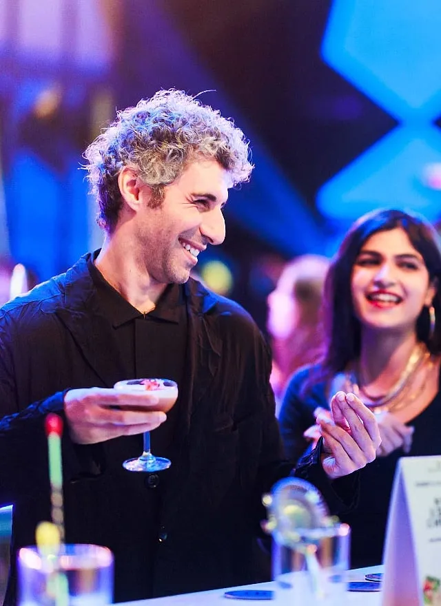 Jim Sarbh tries a cocktail whipped up by Salmon Guru from Dubai. 