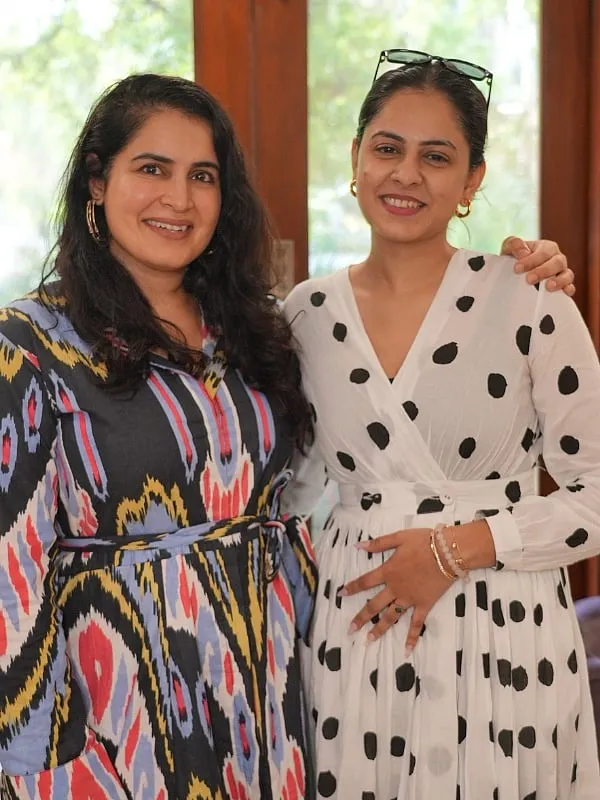 Dr Kiran Sethi with beauty editor Sanjana Salunkhe after experiencing the V Facial at Isya Aesthetics 